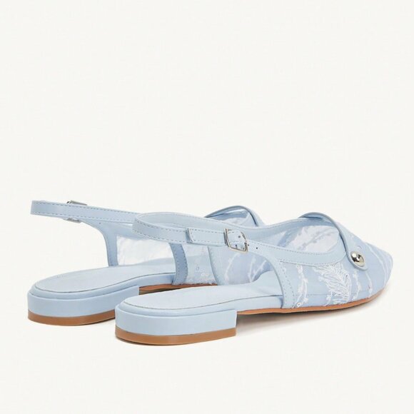 Women's Baby Blue Pointed Toe Comfortable Flat Slip-On Shoes - Picture 5 of 5